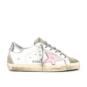 Golden Goose Superstar Sneaker in White, Ice, Orchid Pink, & Silver Size 39